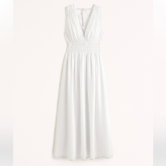 Abercrombie & Fitch Crinkle Textured Smocked Waist Maxi Dress XSP - Picture 6 of 11